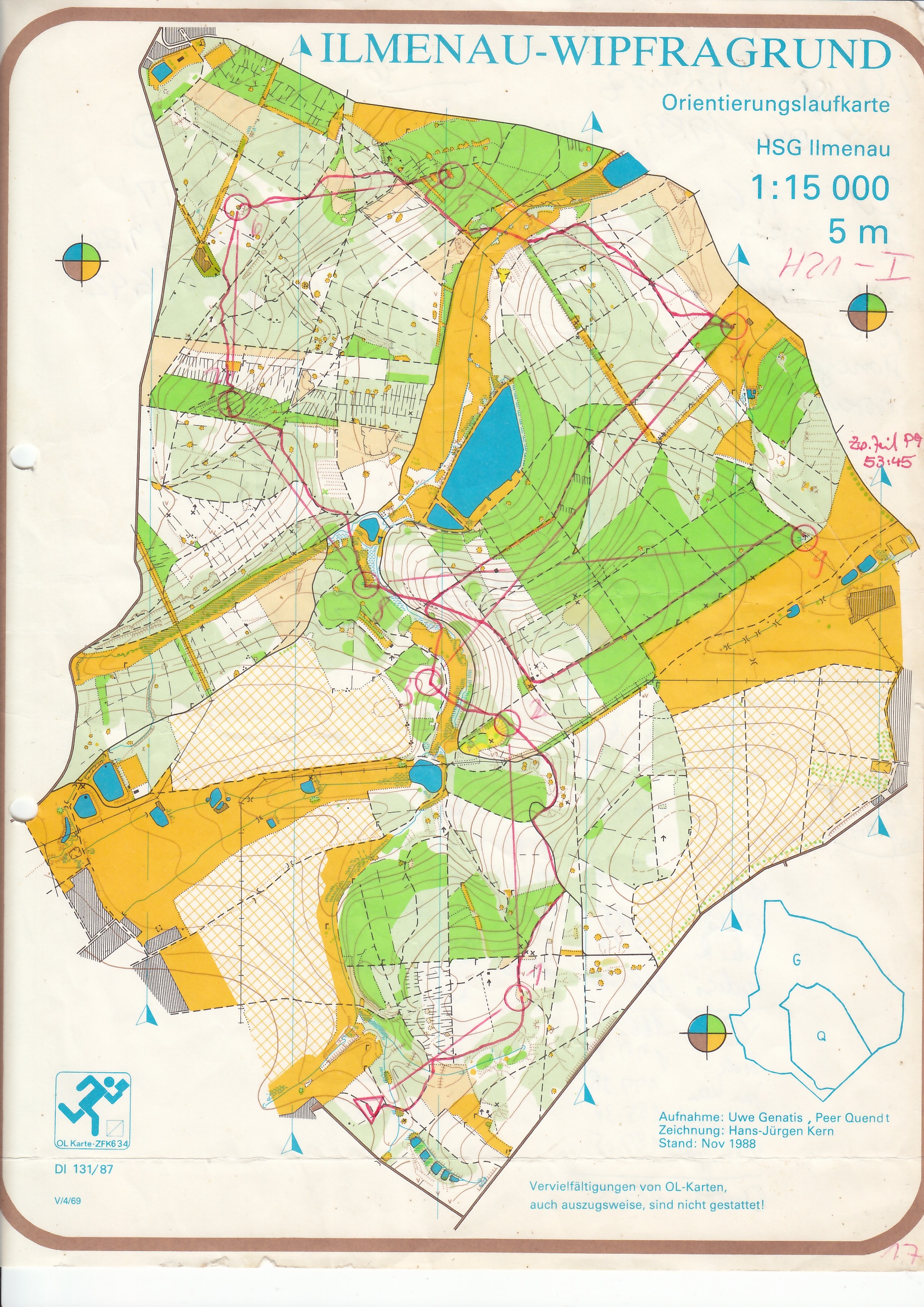 DDR-M Lang-OL Ilmenau - Karte 1 (30.04.1989)