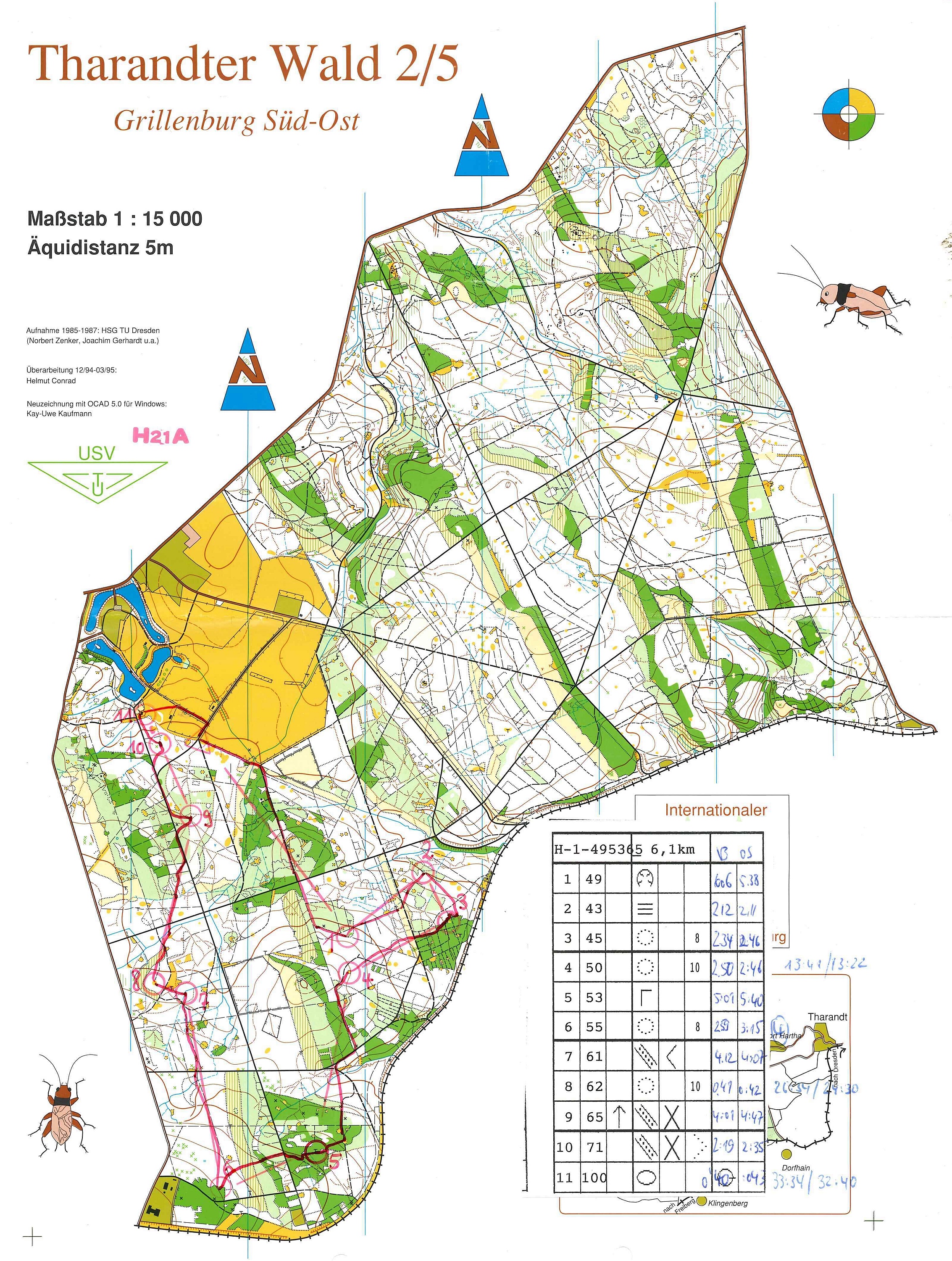 3-Tage-OL Siebenlehn Etappe2 Massenstart Karte 1 (15.04.1995)