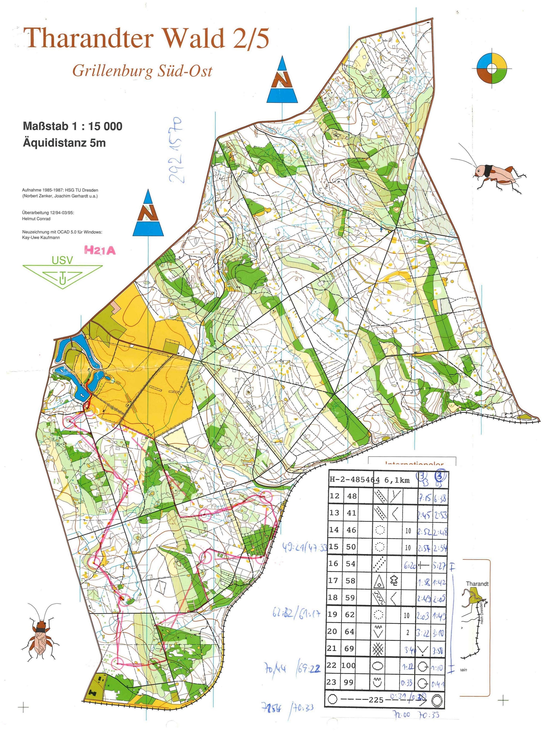 3-Tage-OL Siebenlehn E2 Massenstart  - Karte 2 (15-04-1995)