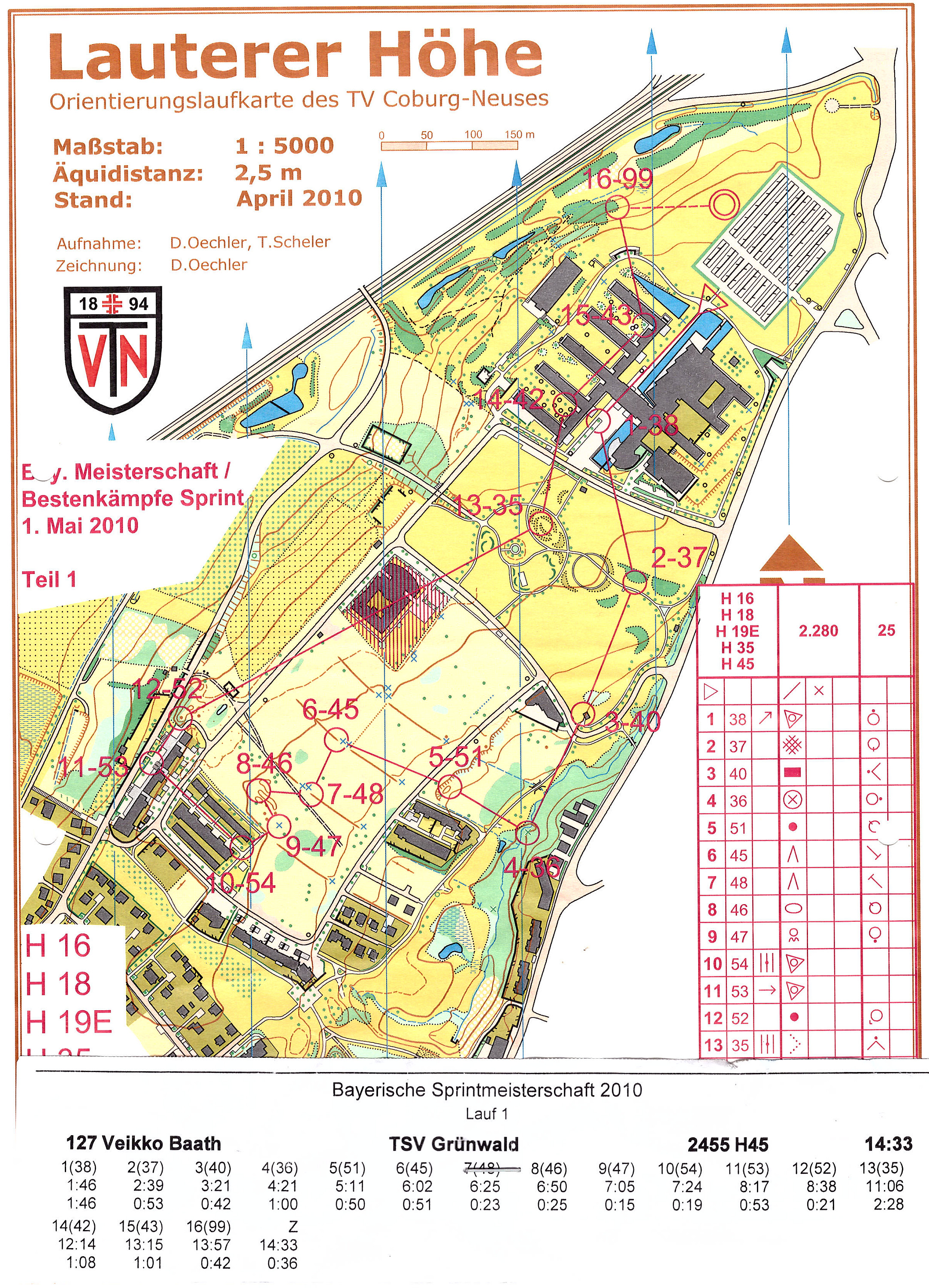 Bayerische Meisterschaften Sprint-OL 2010 Lauf 1 (01.05.2010)