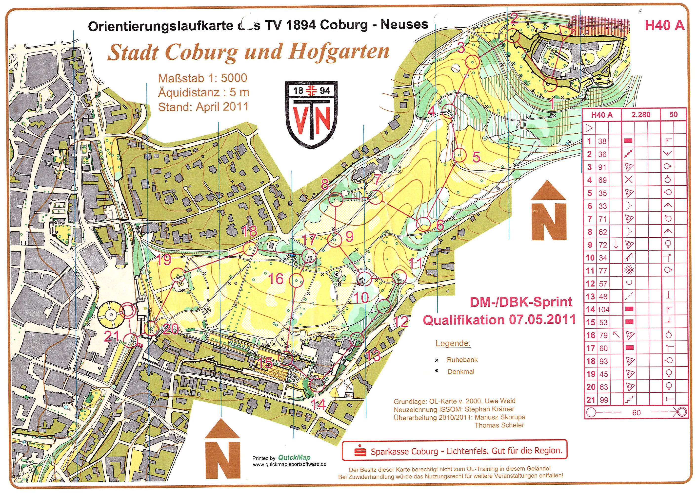 Deutsche Meisterschaften Sprint-OL 2011 Coburg - Quali A (07/05/2011)