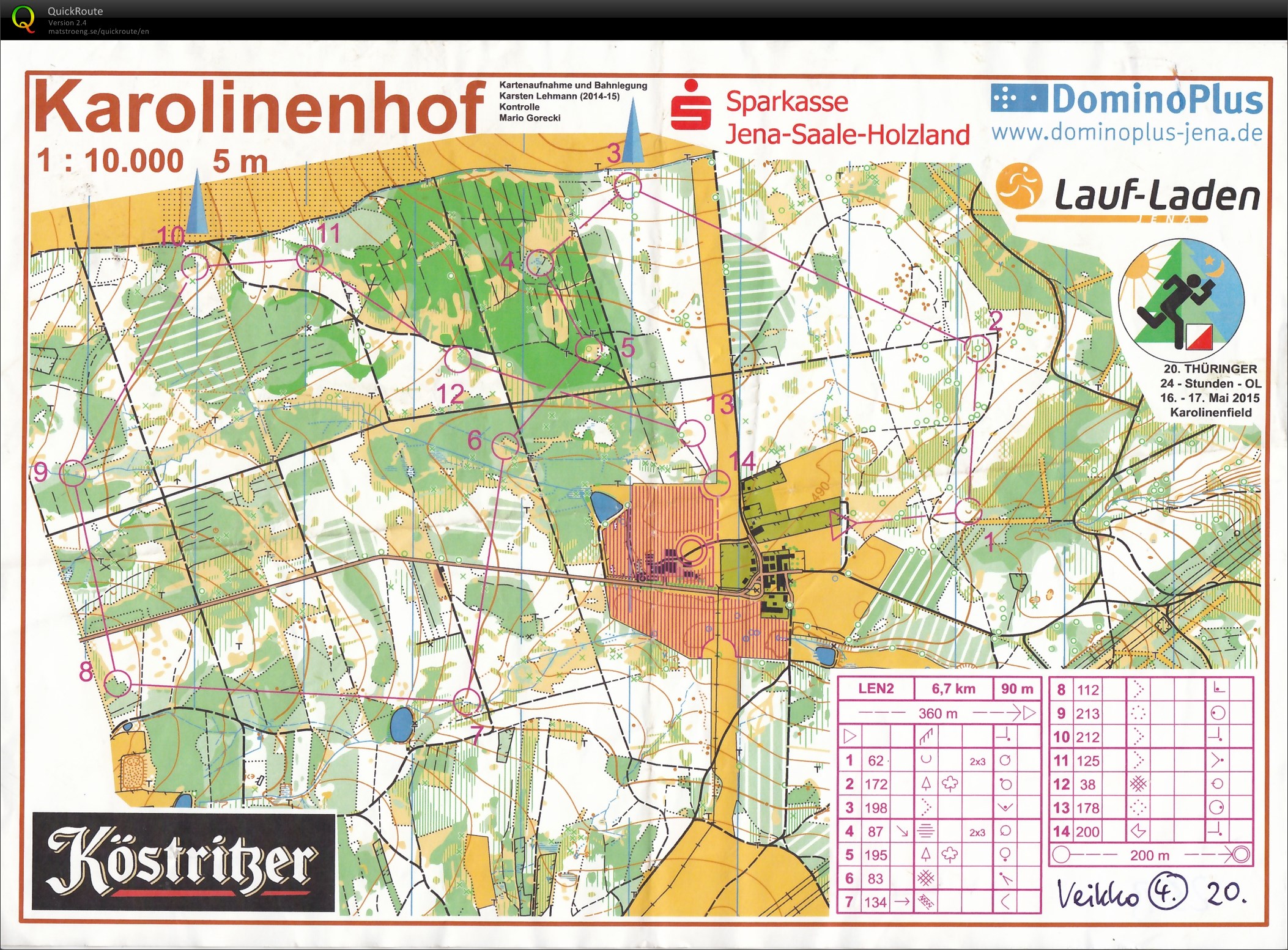 20. 24h-OL 2015 Karolinenfield Lauf 1 LE4 (16.05.2015)