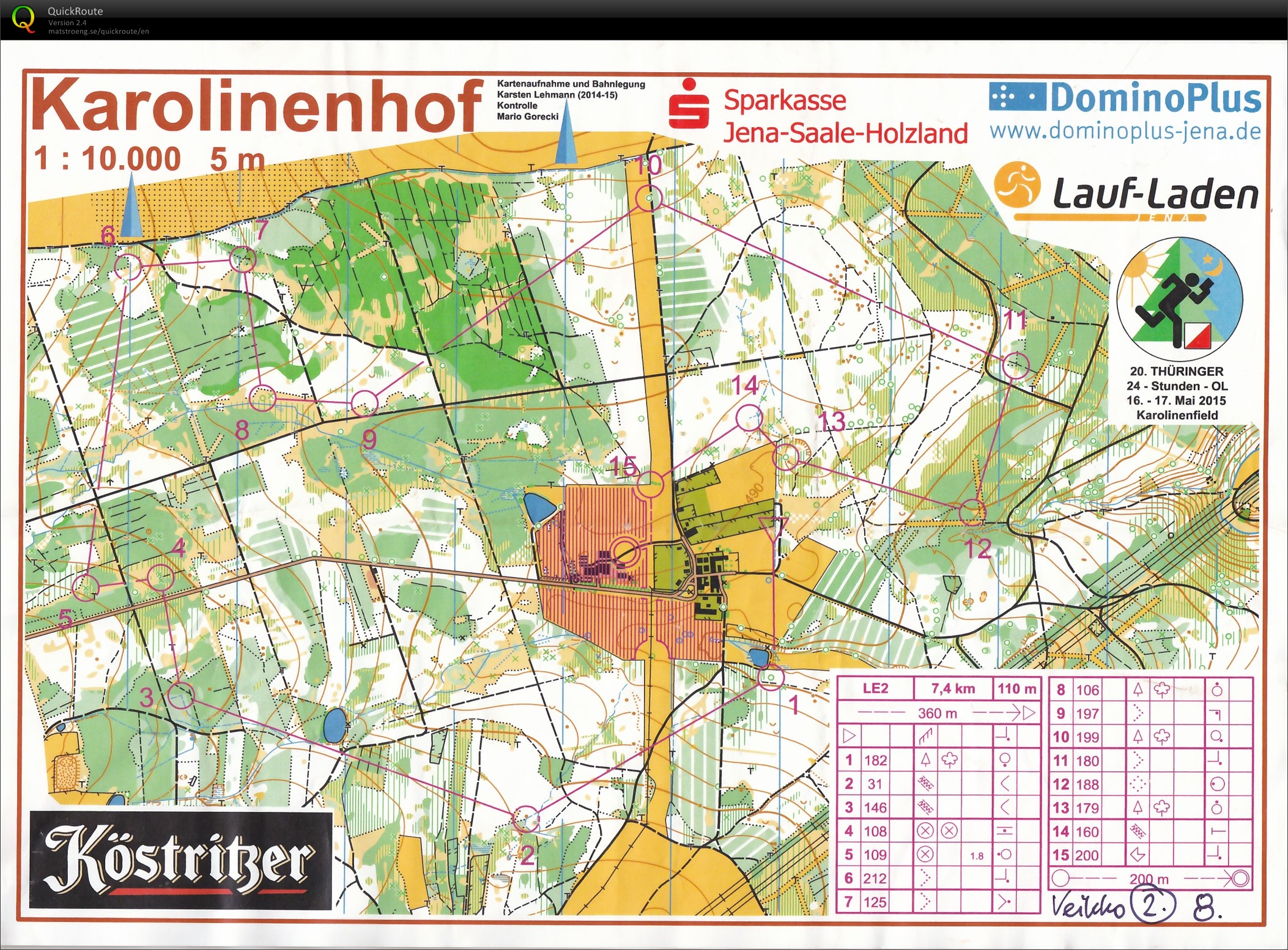 20. 24h-OL 2015 Karolinenfield Lauf 2 LE2 (16.05.2015)