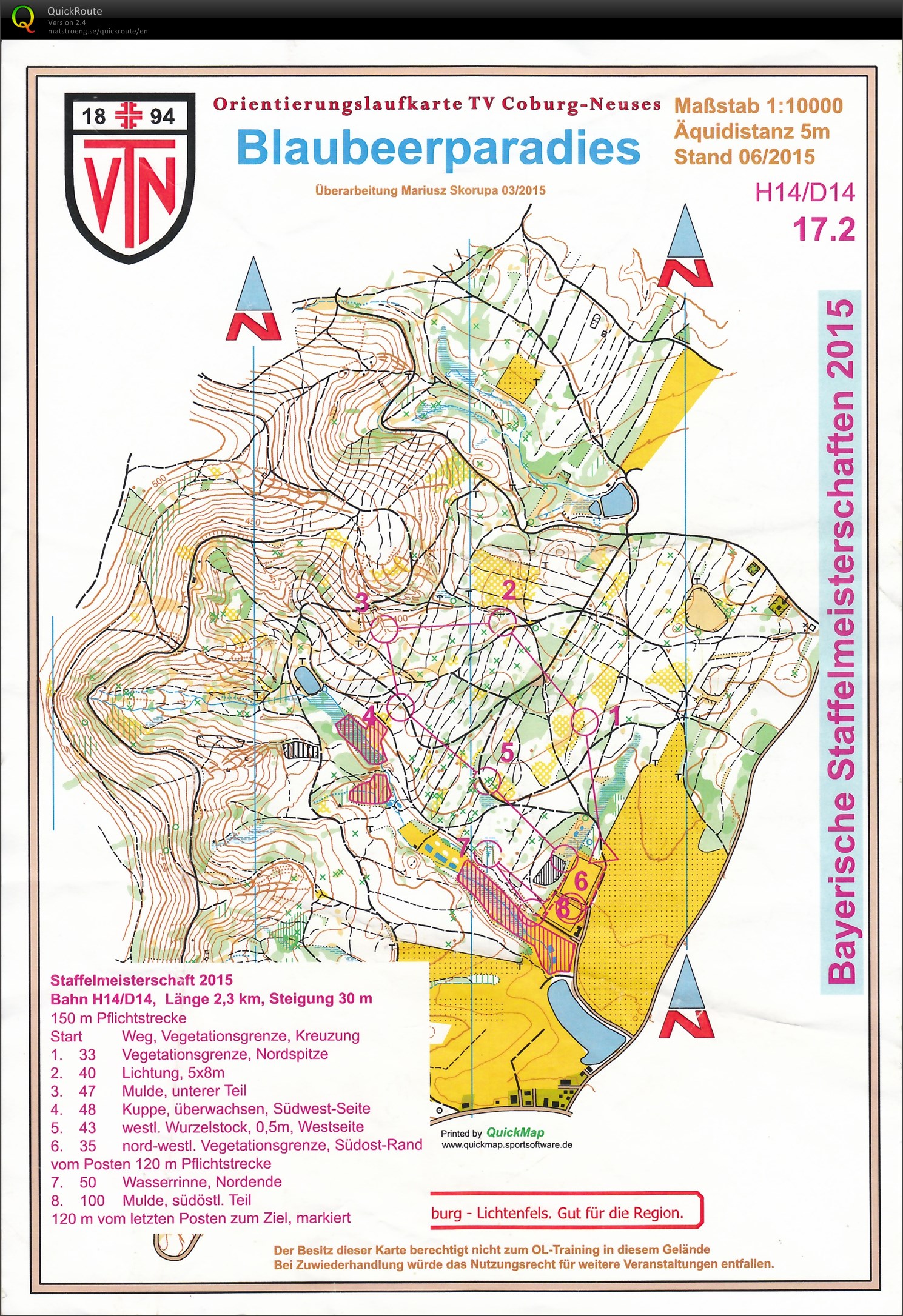 BayM Staffel-OL 2015 Coburg - Lauf 1 (2015-06-13)