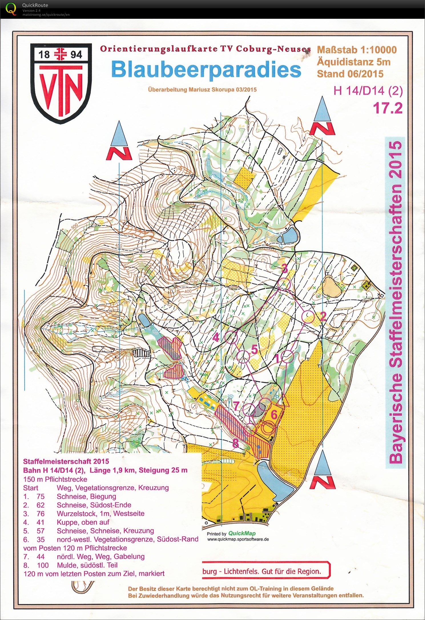 BayM Staffel-OL 2015 Coburg - Lauf 2 (13.06.2015)