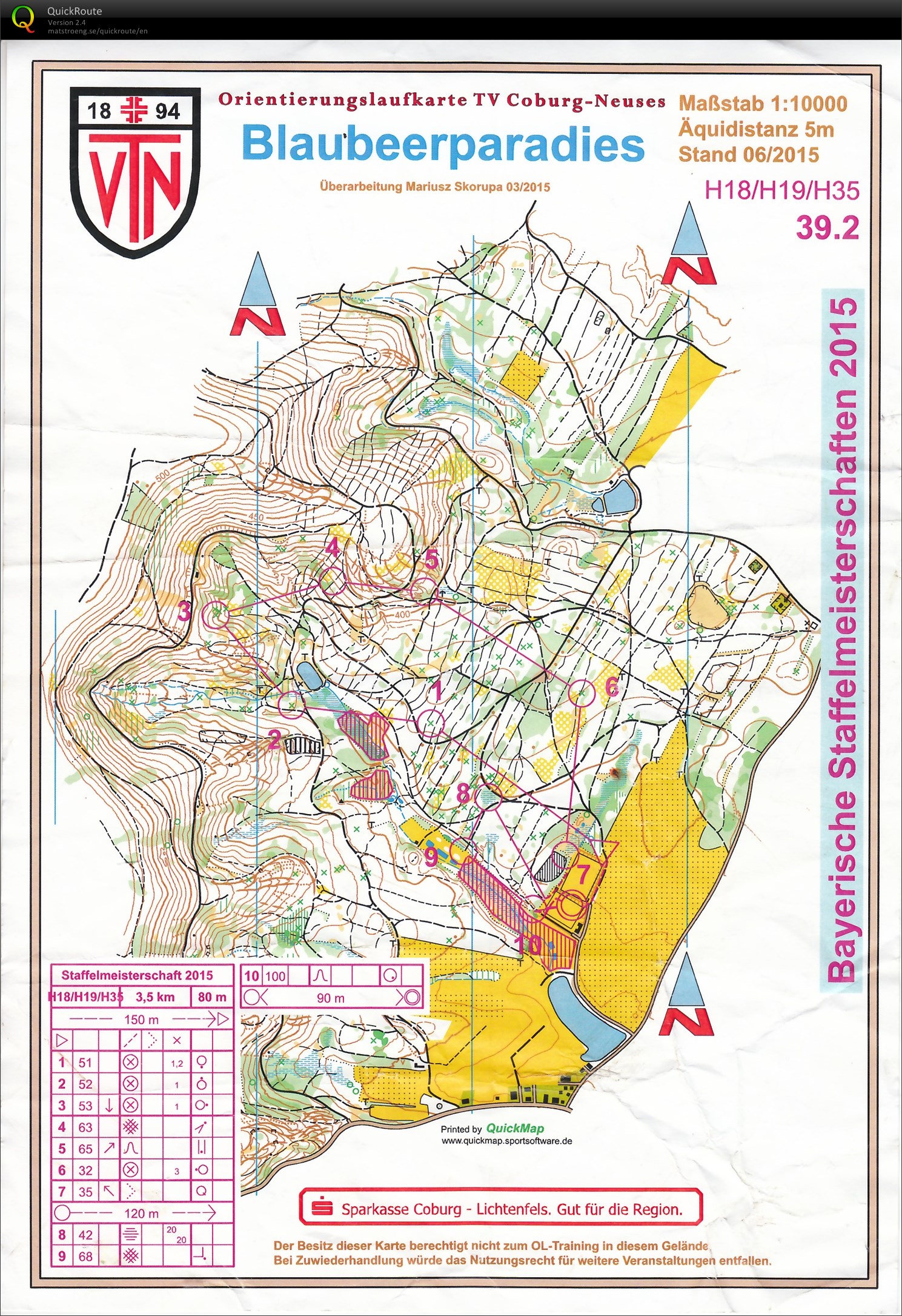 BayM Staffel-OL 2015 Coburg - Lauf 1 (13.06.2015)