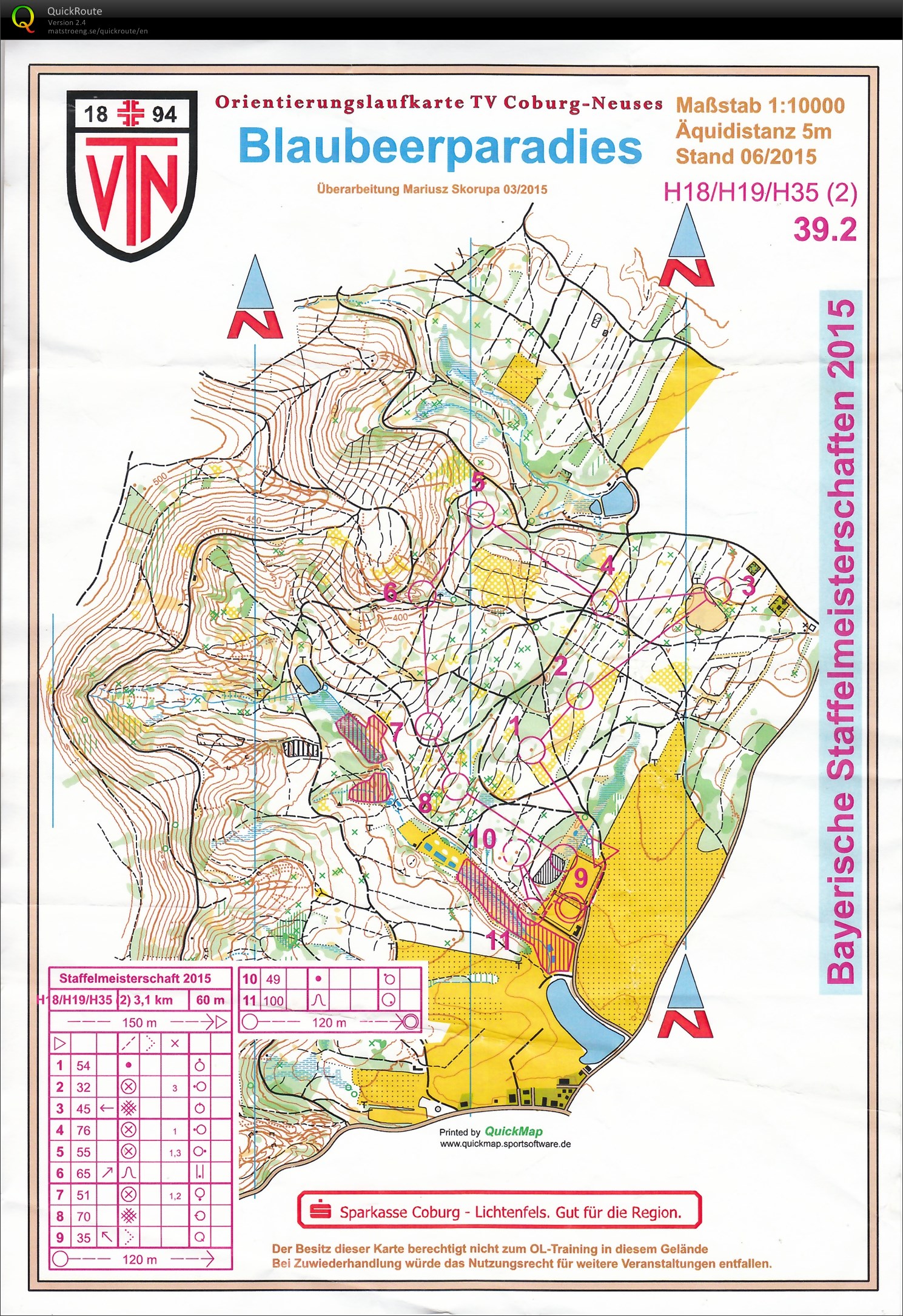 BayM Staffel-OL 2015 Coburg - Lauf 2 (13.06.2015)