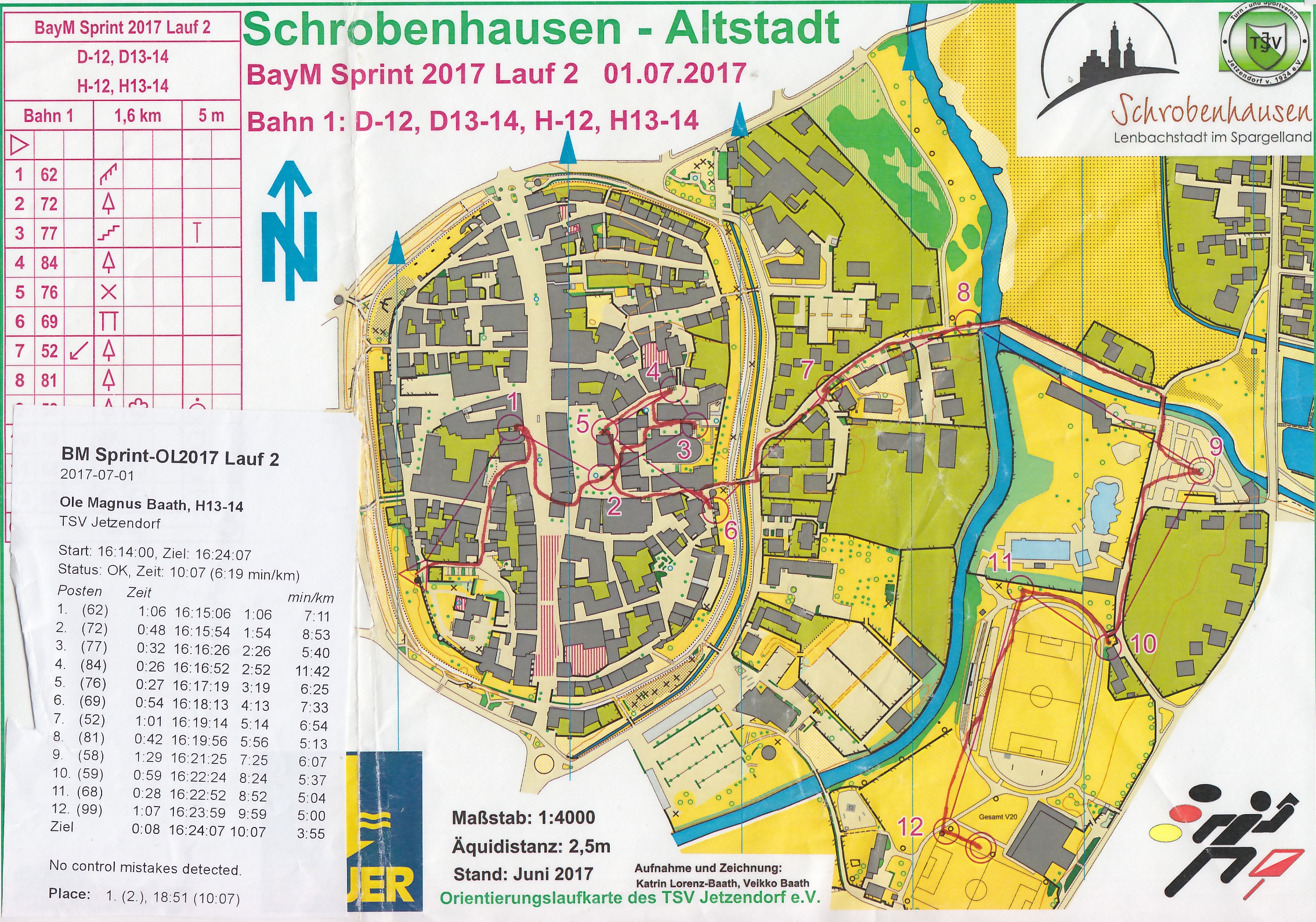 Bayerische Meisterschaften Sprint-OL Lauf 2 (01/07/2017)