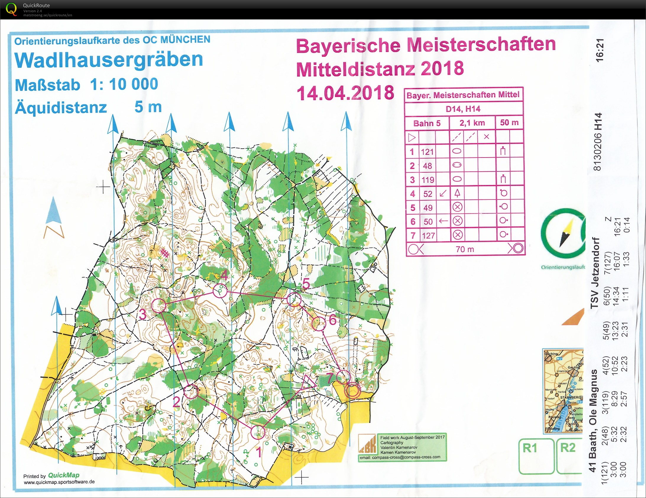 Bayerische Meisterschaften Mittel-OL 2018 Starnberg (2018-04-14)