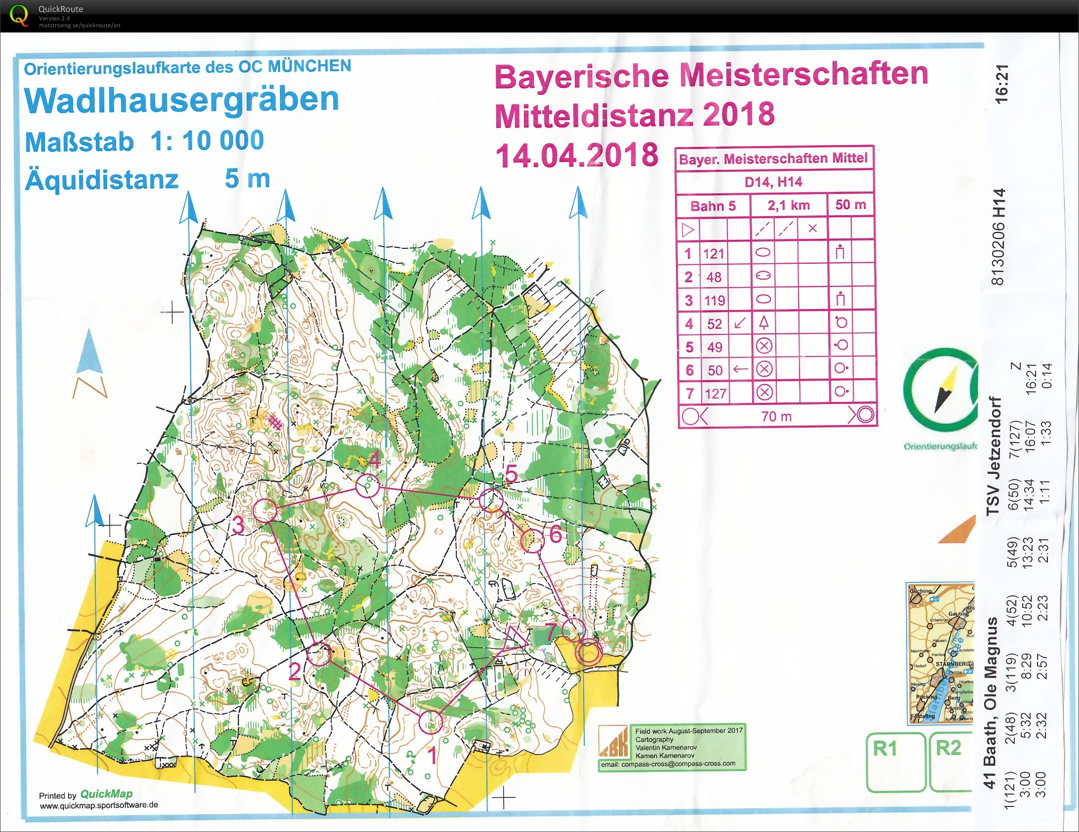 Bayerische Meisterschaften Mittel-OL 2018 Starnberg (14/04/2018)