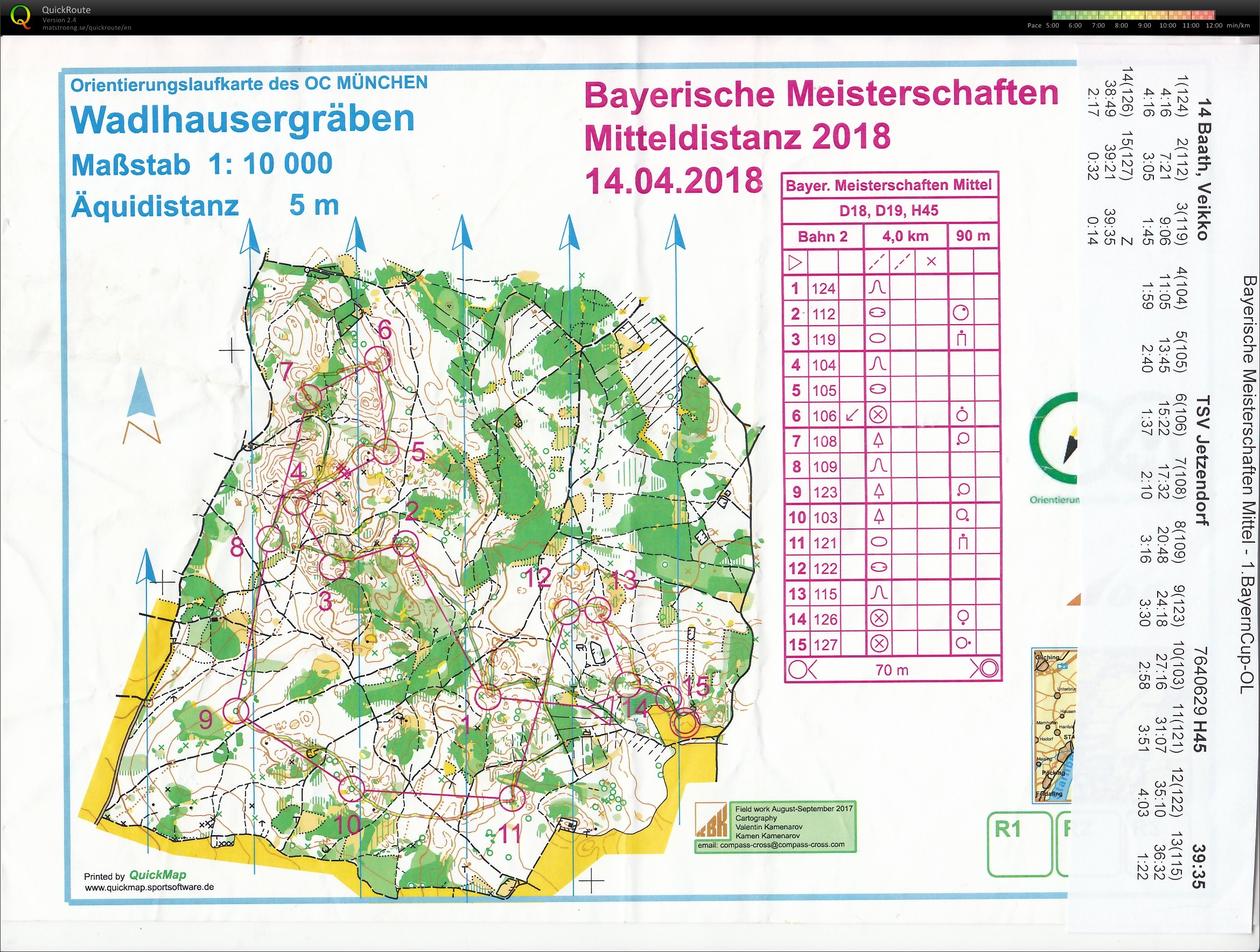 Bayerische Meisterschaften Mittel-OL 2018 Starnberg (14.04.2018)