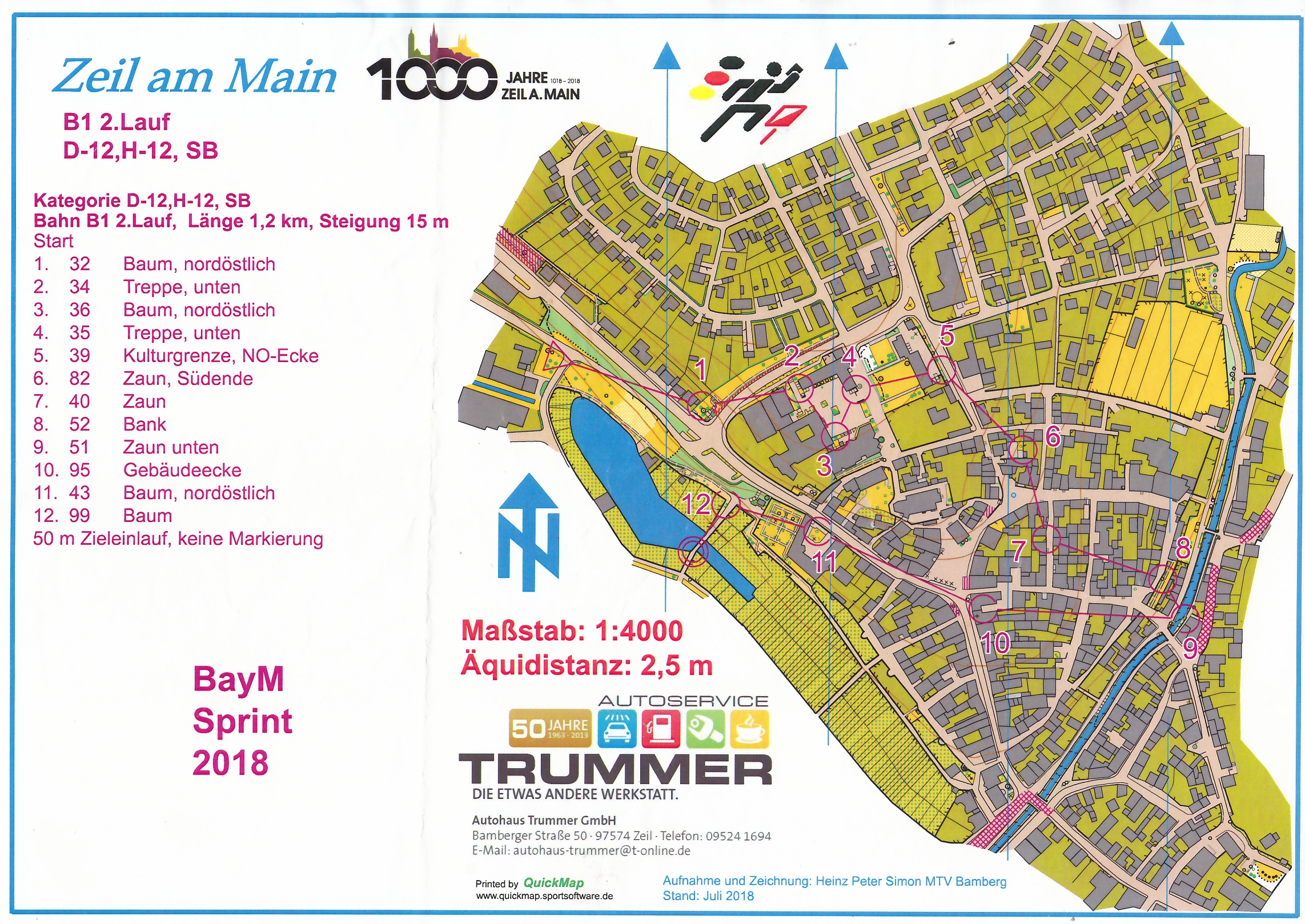 Bayerische Meisterschaften Sprint-OL in Zeil am Main - Lauf 2 (14-07-2018)