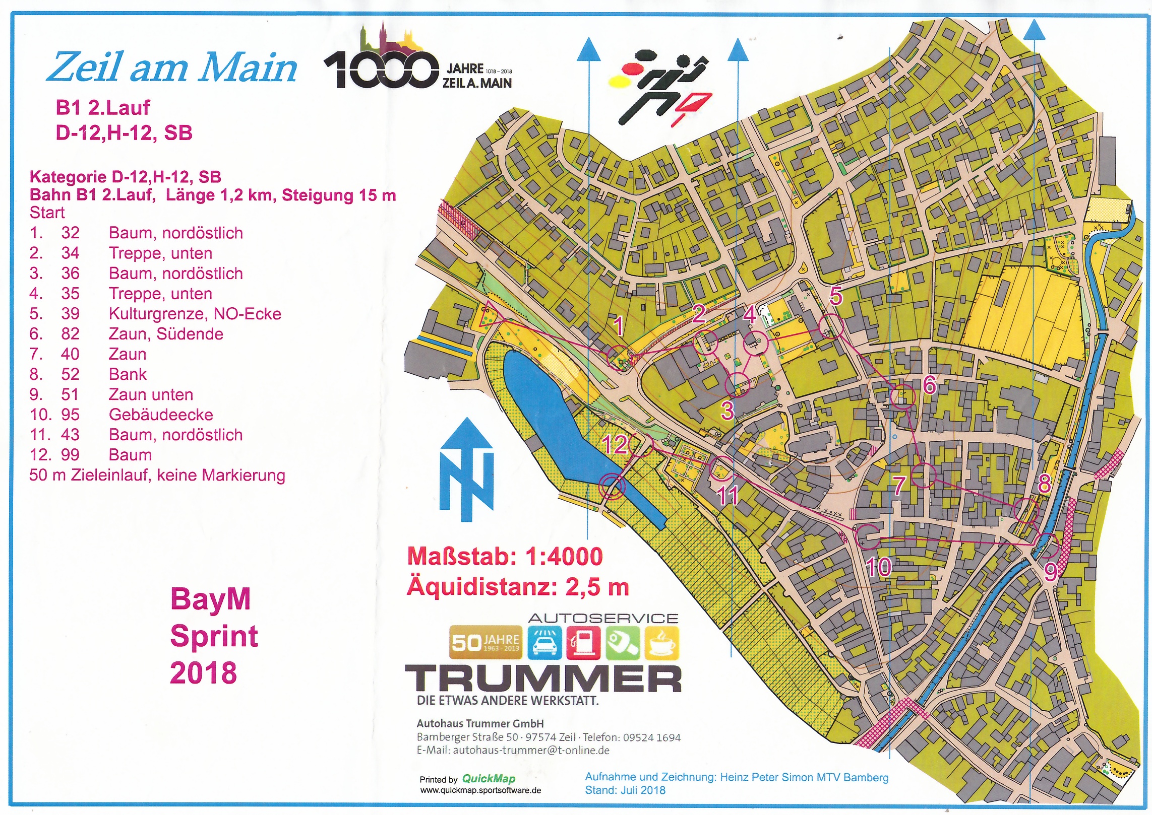 Bayerische Meisterschaften Sprint-OL in Zeil am Main - Lauf 2 (14/07/2018)