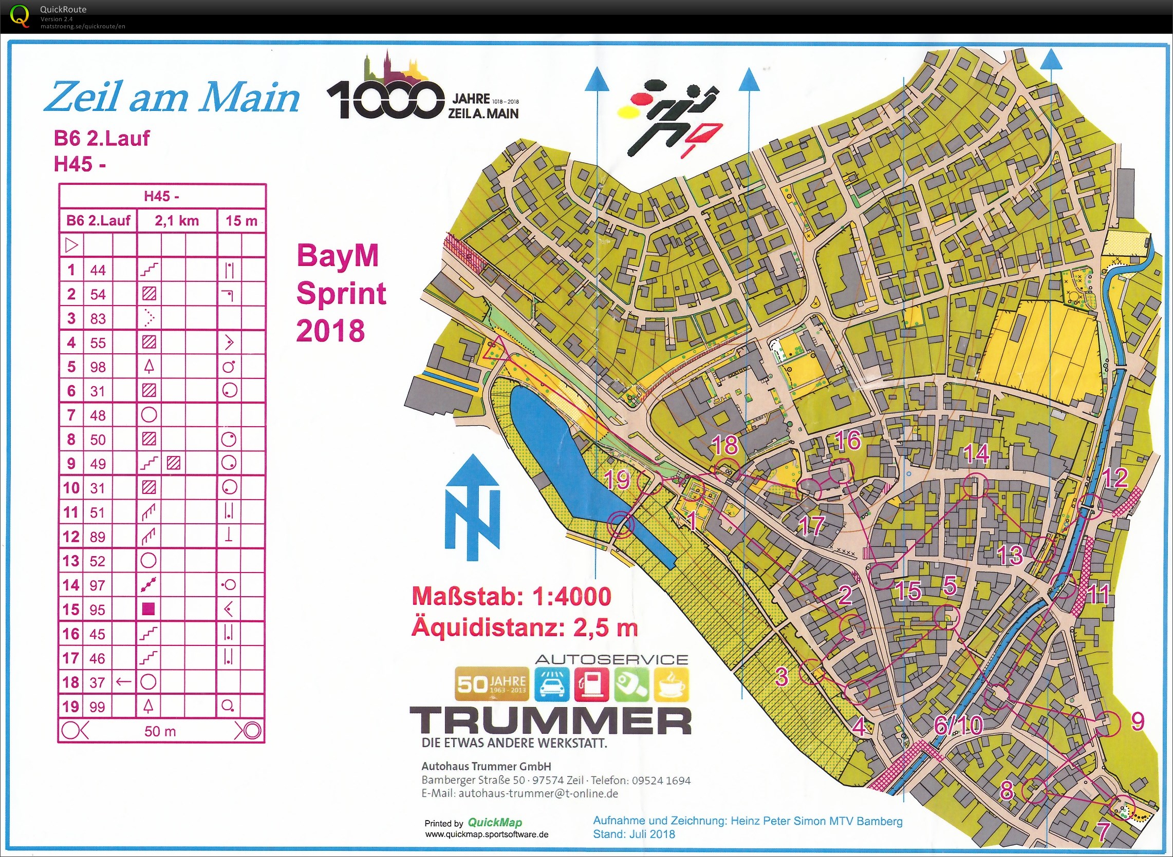 Bayerische Meisterschaften Sprint-OL in Zeil am Main - Lauf 2 (2018-07-14)