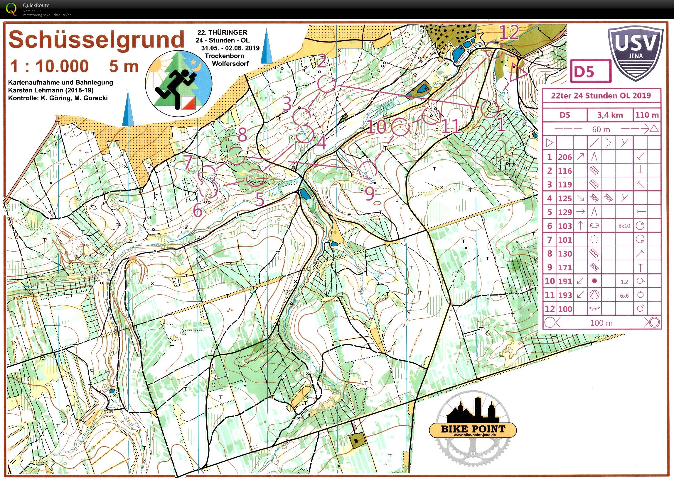 22ter 24-h-OL in Trockenborn/Wolfersdorf - Lauf 4 (01-06-2019)