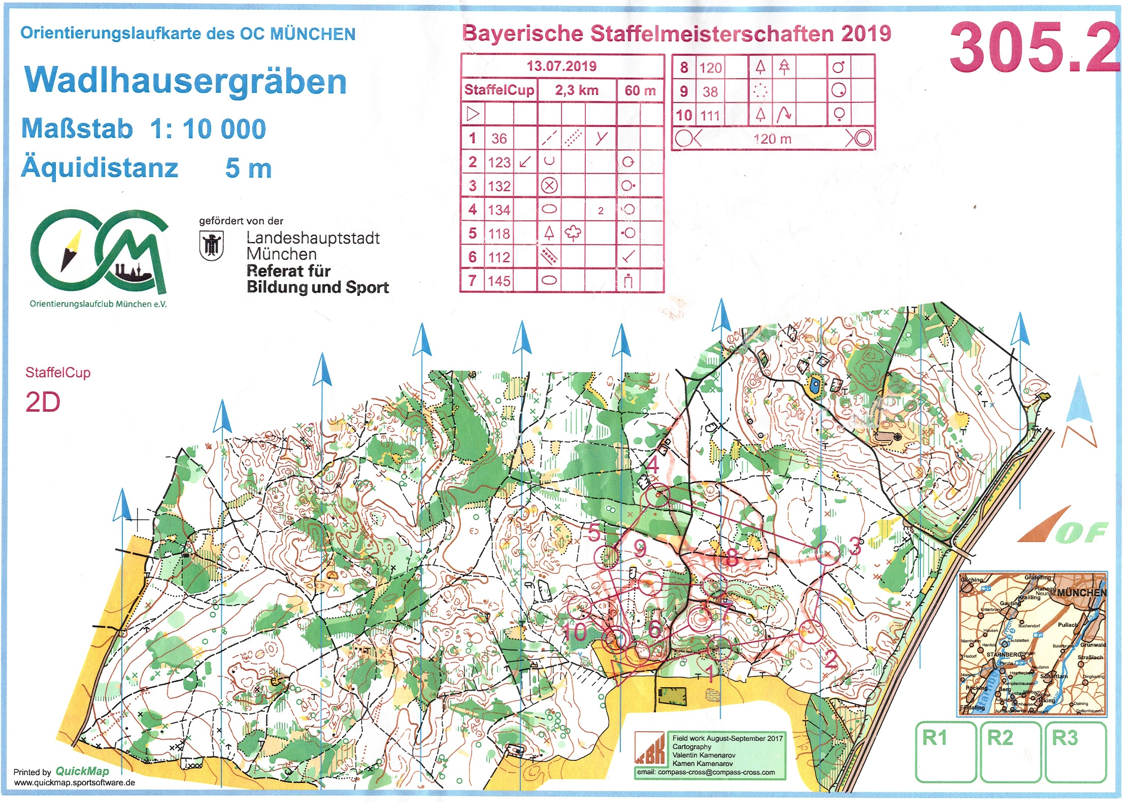 Bayerische Meisterschaften Staffel-OL Starnberg Lauf 1 (13.07.2019)