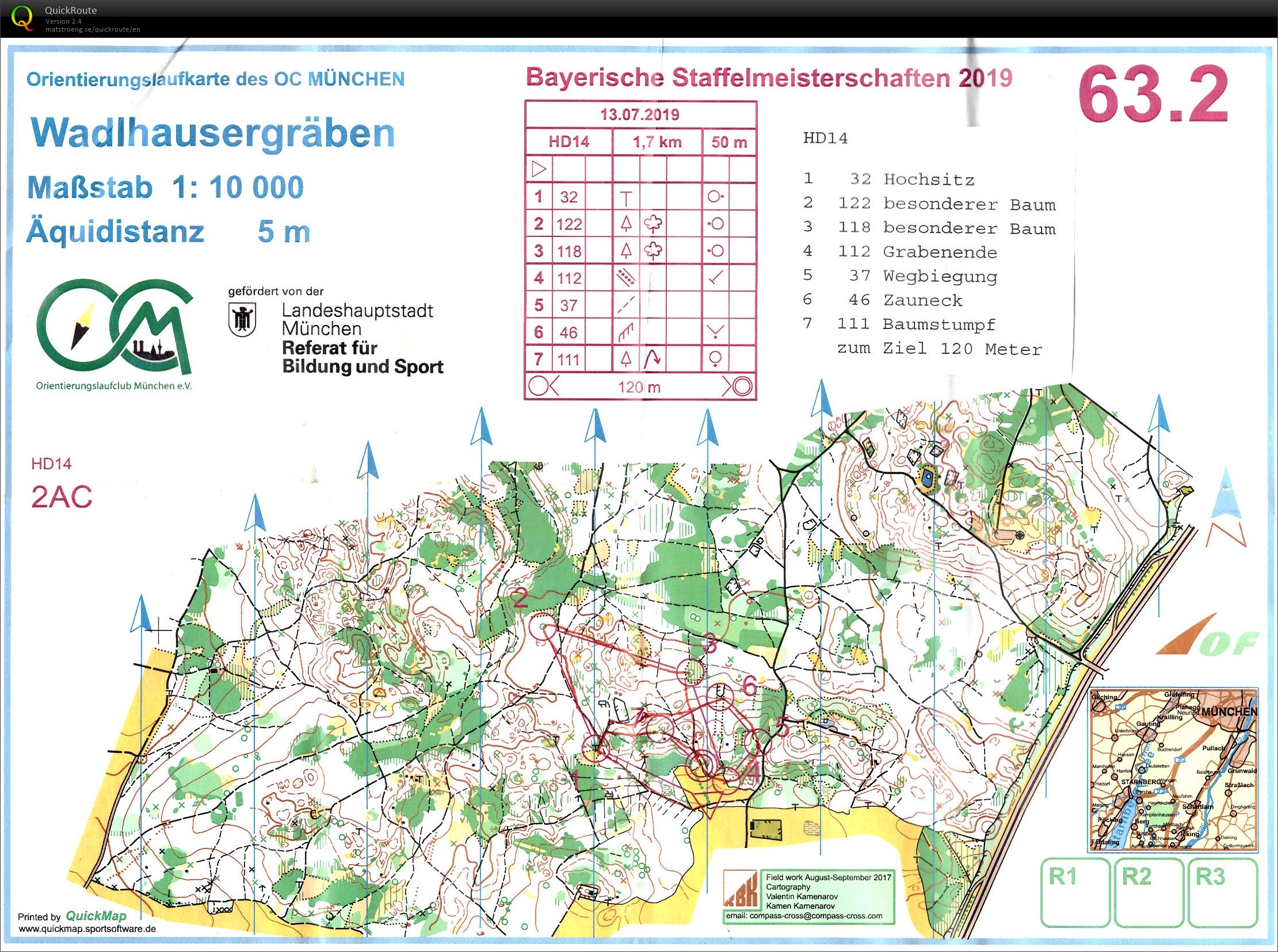 Bayerische Meisterschaften Staffel-OL Starnberg Lauf 1 (13-07-2019)