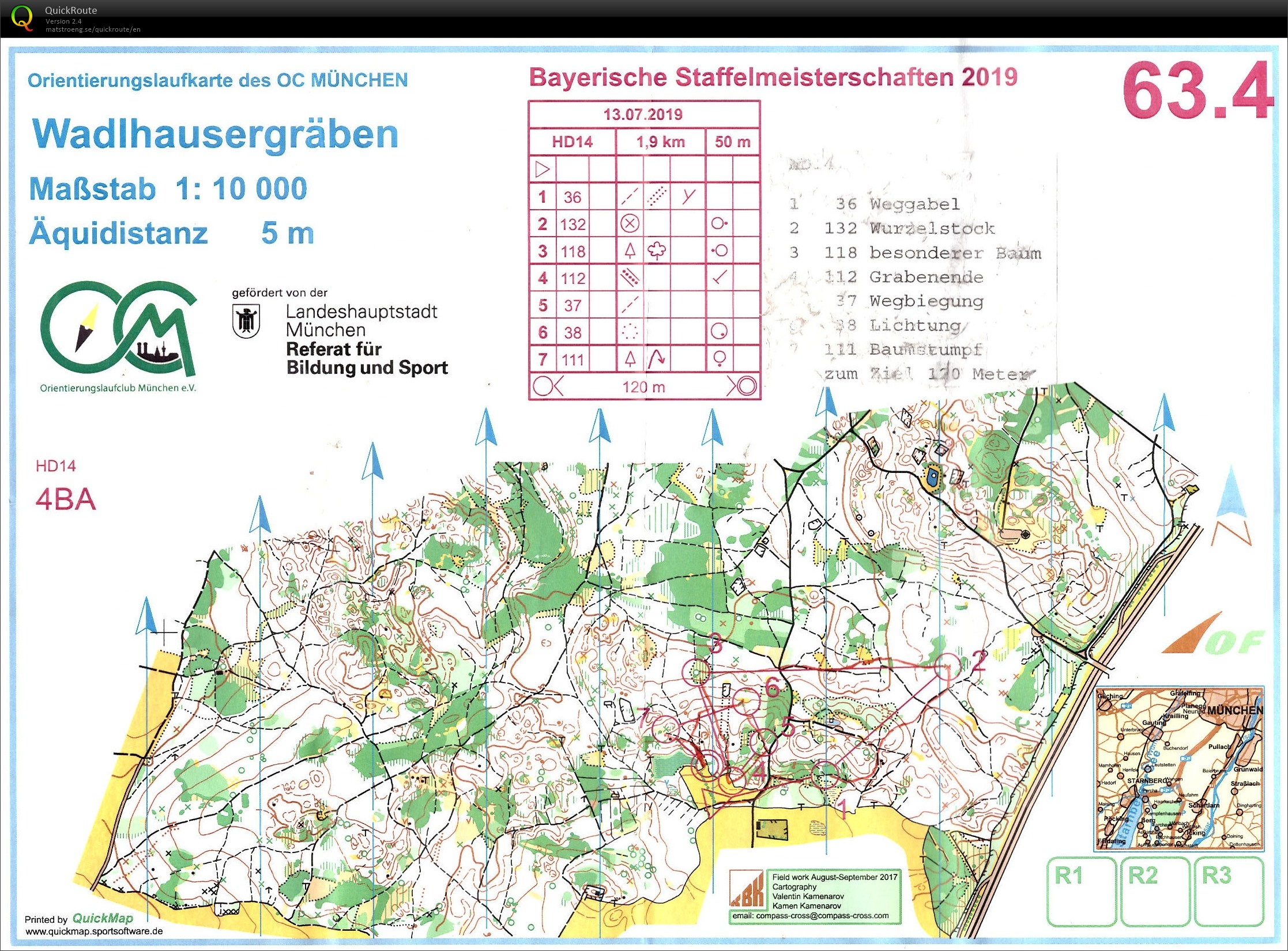 Bayerische Meisterschaften Staffel-OL Starnberg Lauf 2 (13/07/2019)