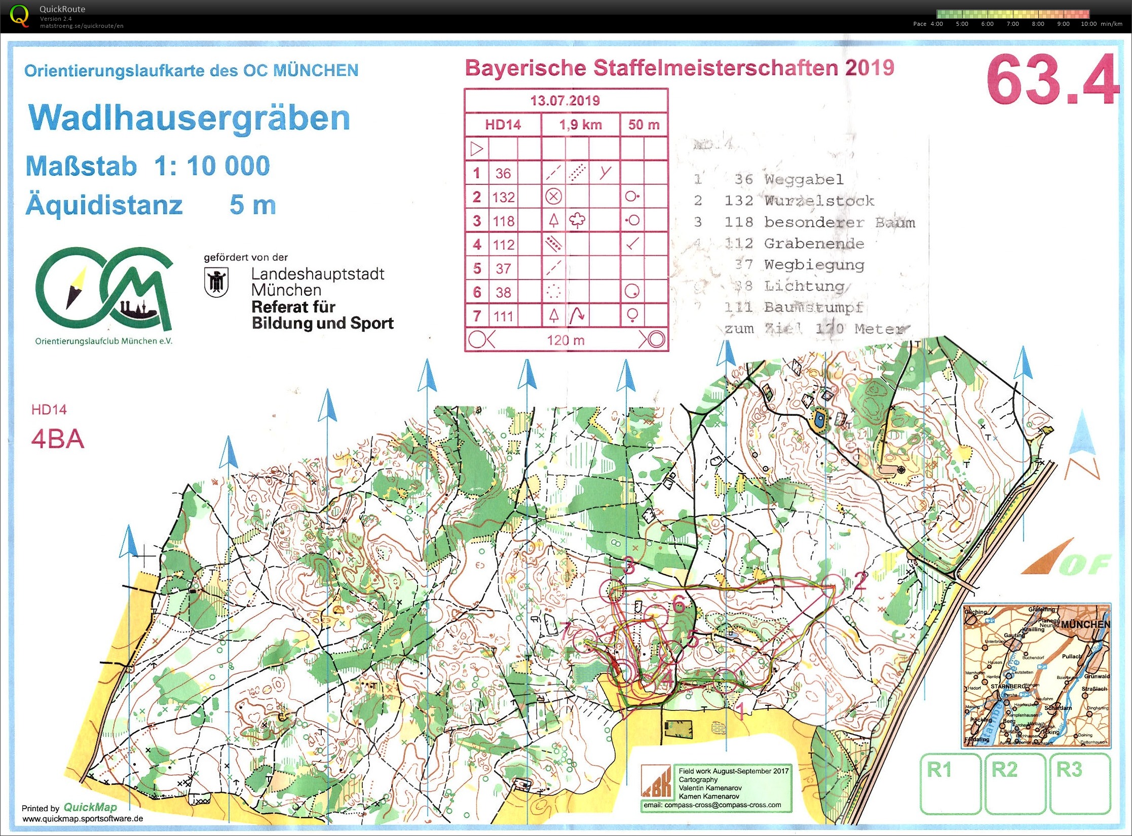 Bayerische Meisterschaften Staffel-OL Starnberg Lauf 2 (13.07.2019)