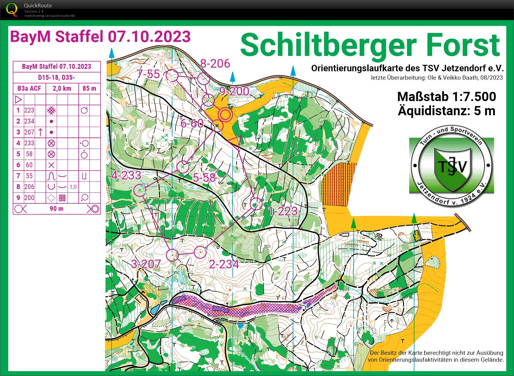 Bayerische Meisterschaft Staffel-OL 2023 - Lauf 1 / Leg 2 (07.10.2023)