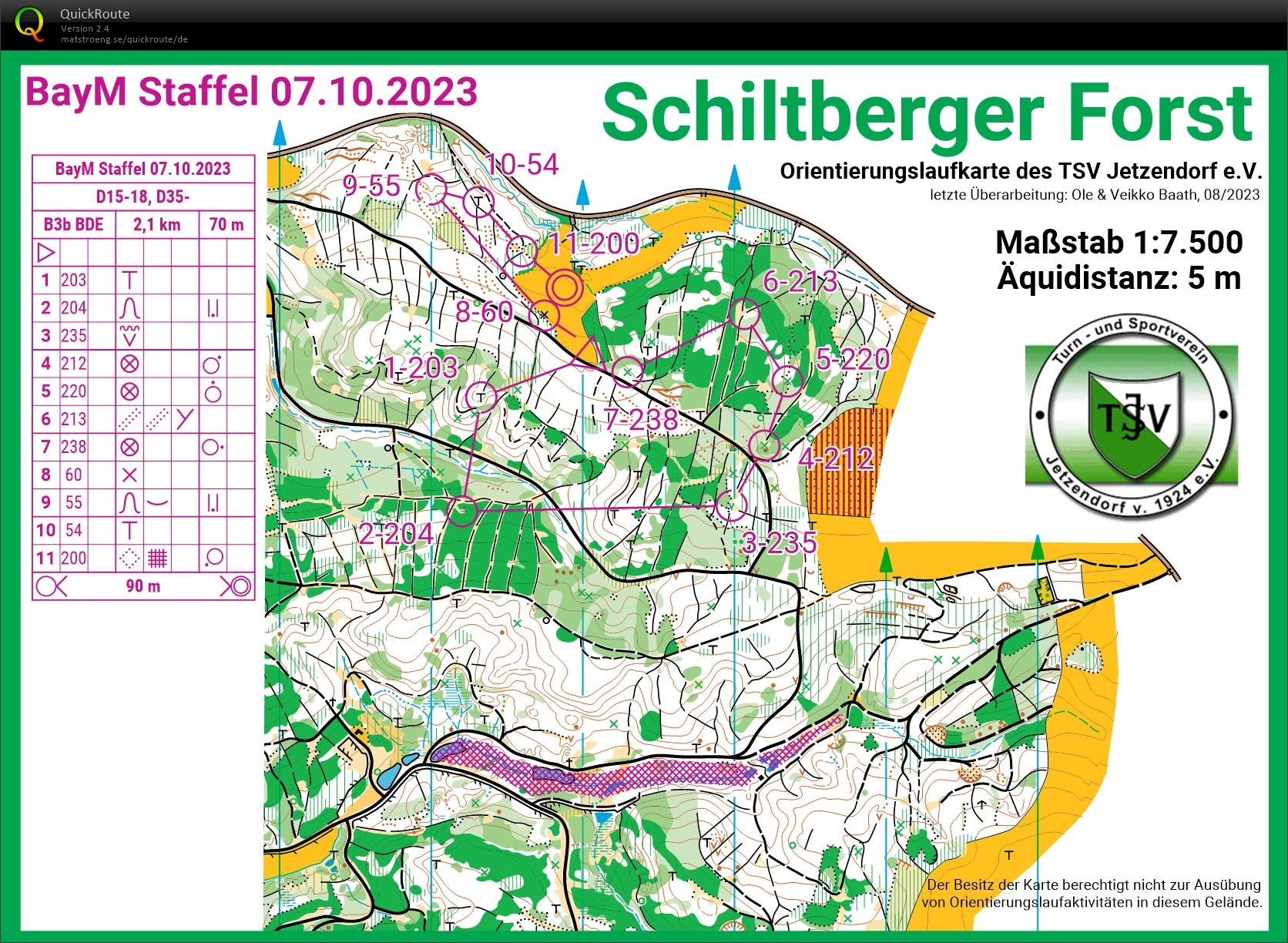 Bayerische Meisterschaft Staffel-OL 2023 Lauf 2 / Leg 3 (07/10/2023)