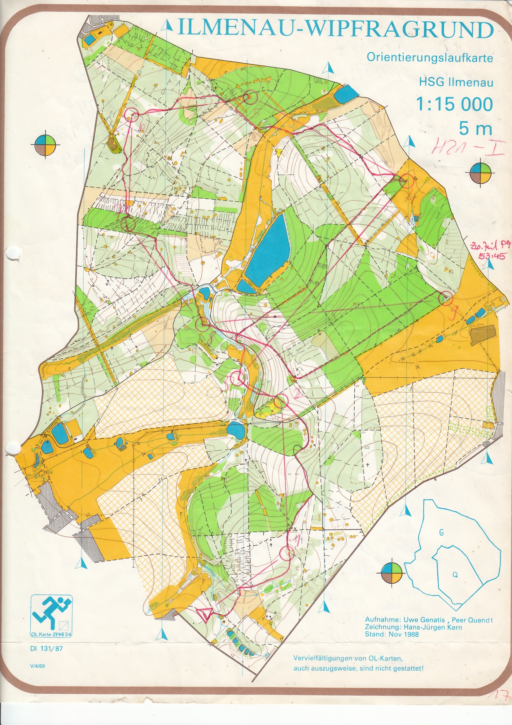 DDR-M Lang-OL Ilmenau - Karte 1 (1989-04-30)