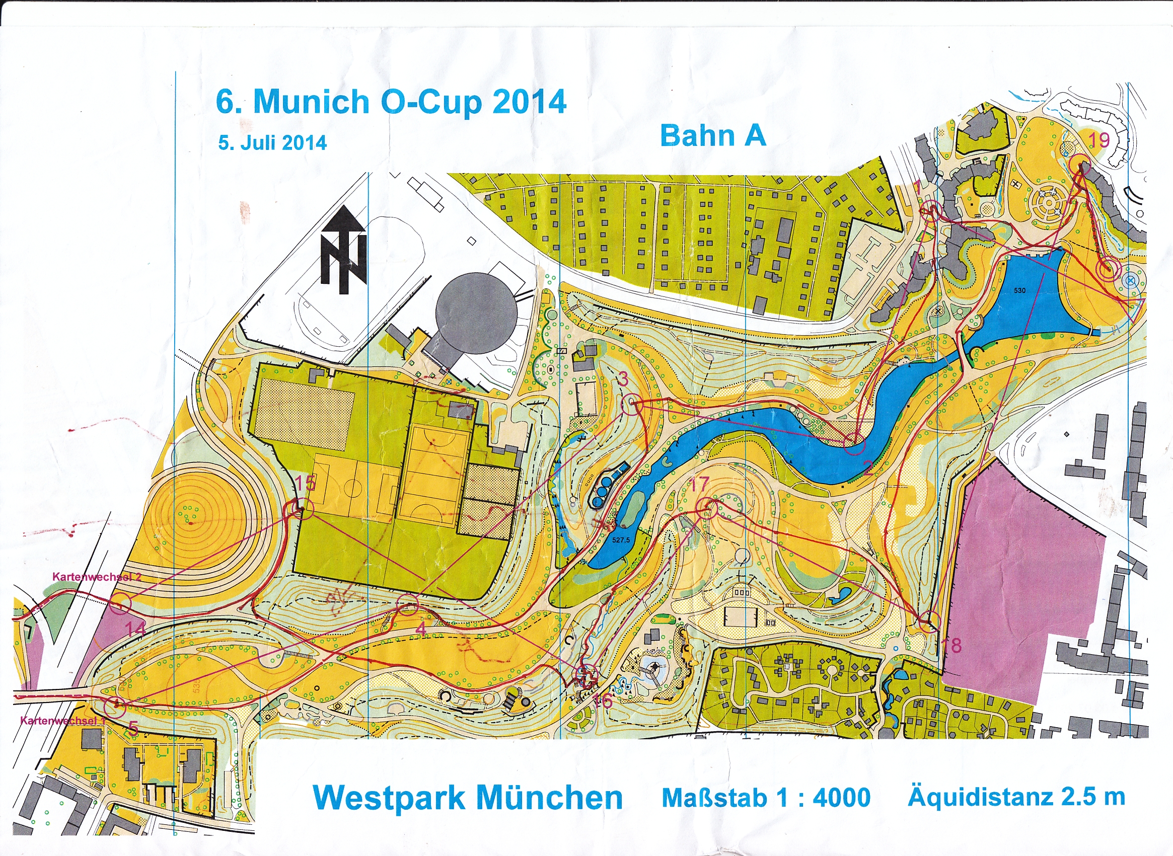 Munich O-Cup 2014 Lauf 6 Karte 1 (05.07.2014)