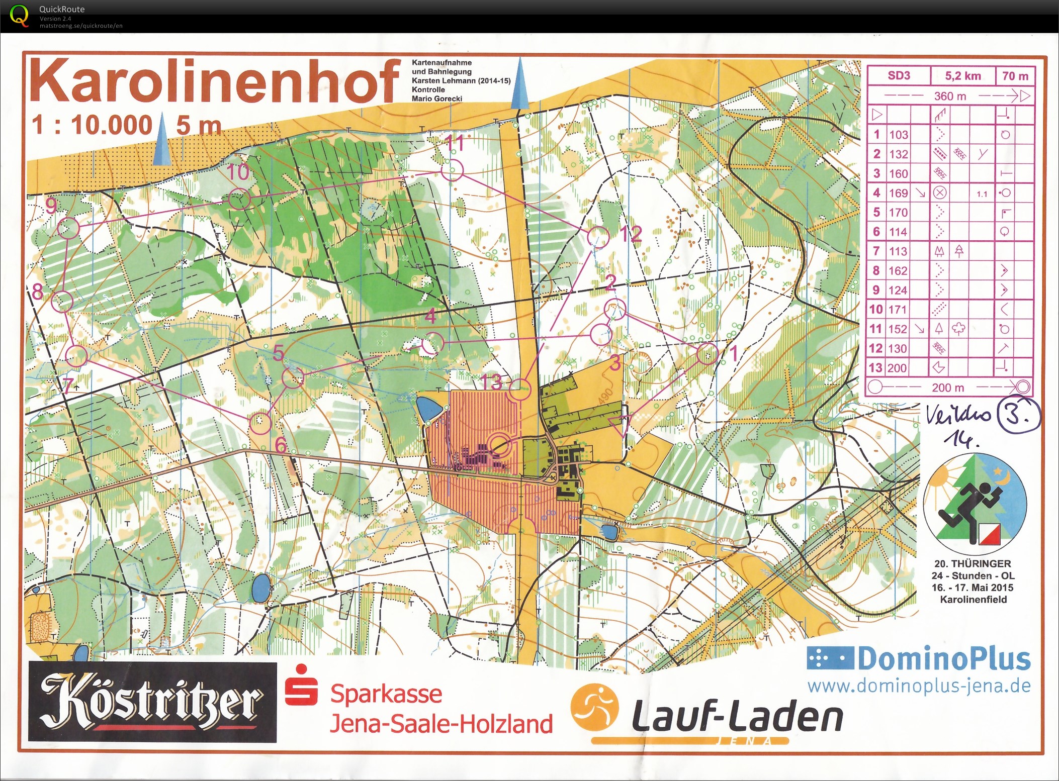 20. 24h-OL 2015 Karolinenfield Lauf 3 SD3 (16.05.2015)