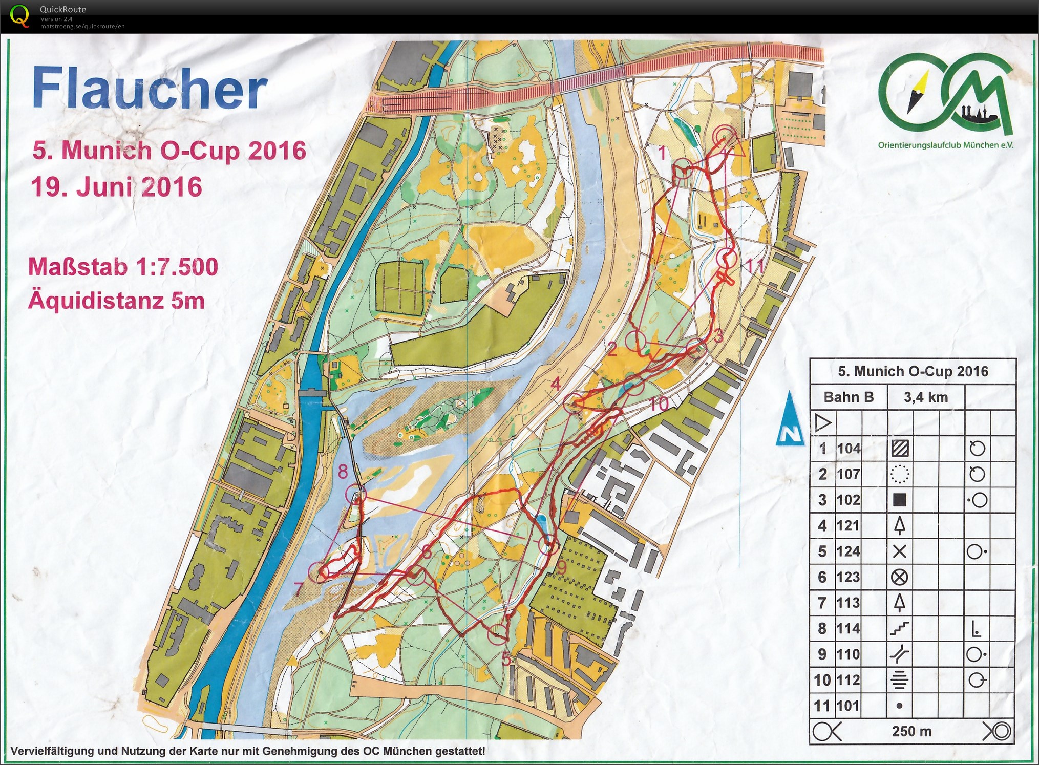 Munich O-Cup 2016 Lauf 5 - Flaucher (19.06.2016)
