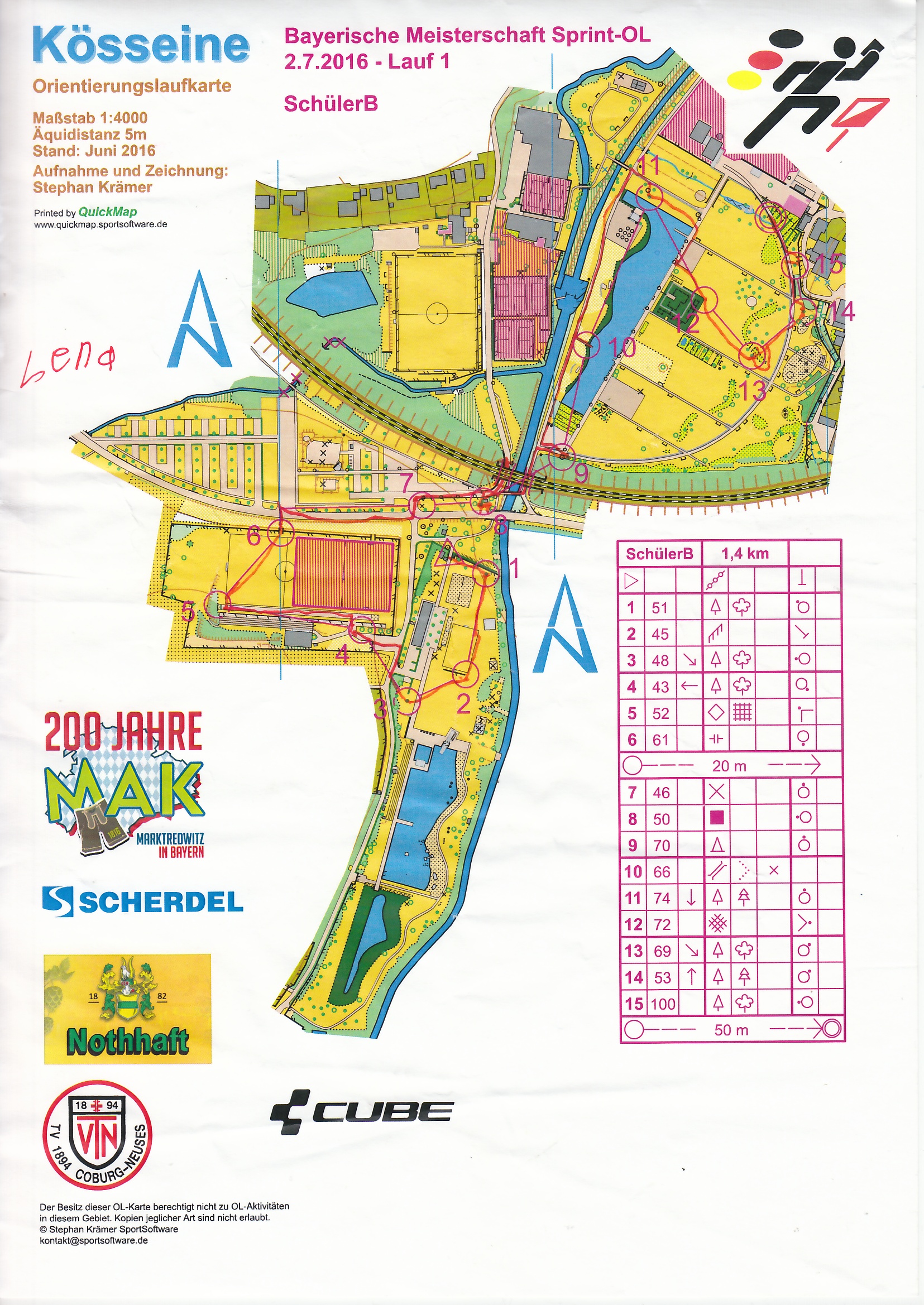 Bayerische Meisterschaften Sprint-OL 2016 - Marktredwitz - Lauf 1 (02.07.2016)