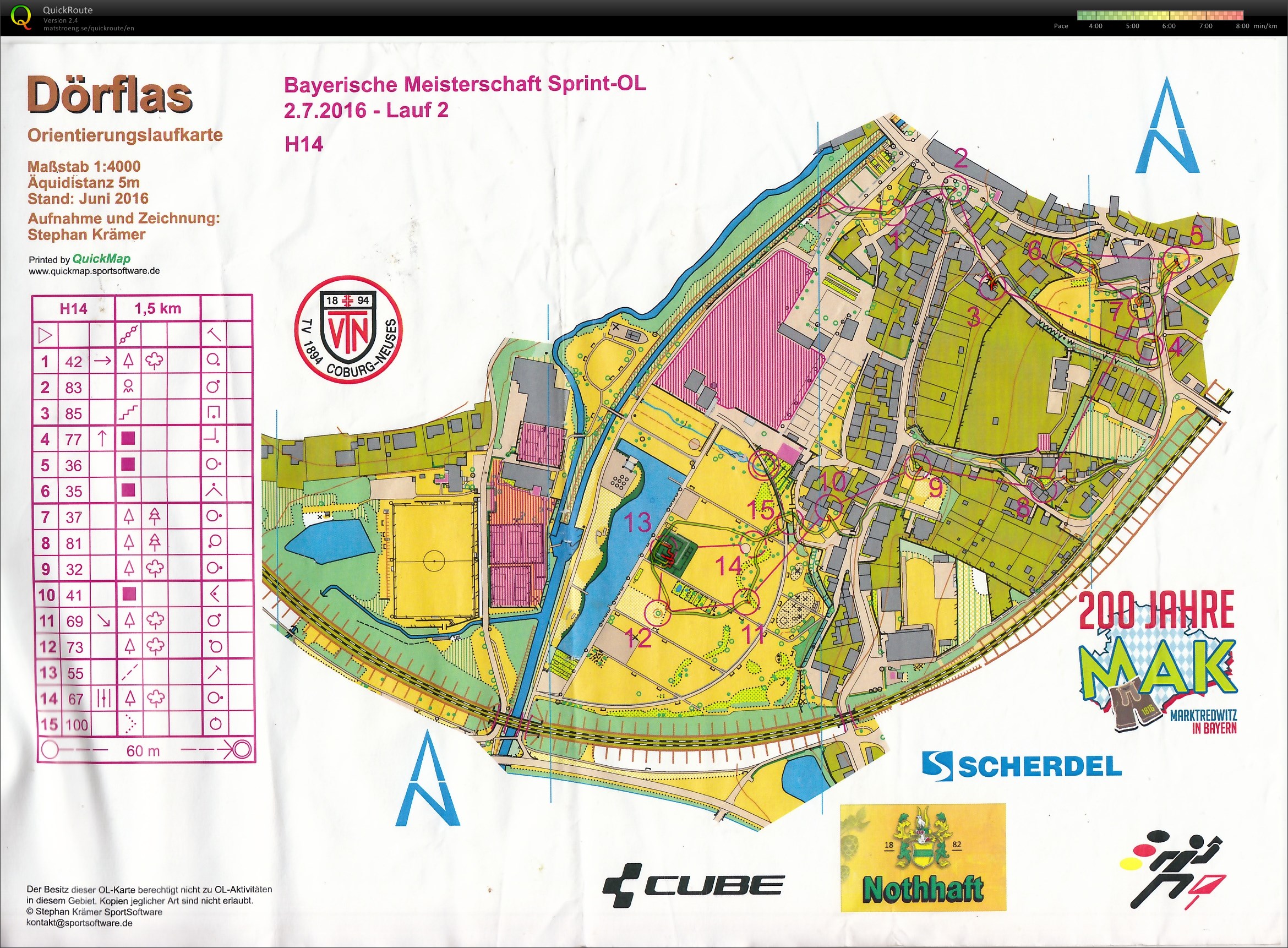 Bayerische Meisterschaften Sprint-OL 2016 - Marktredwitz - Lauf 2 (02-07-2016)