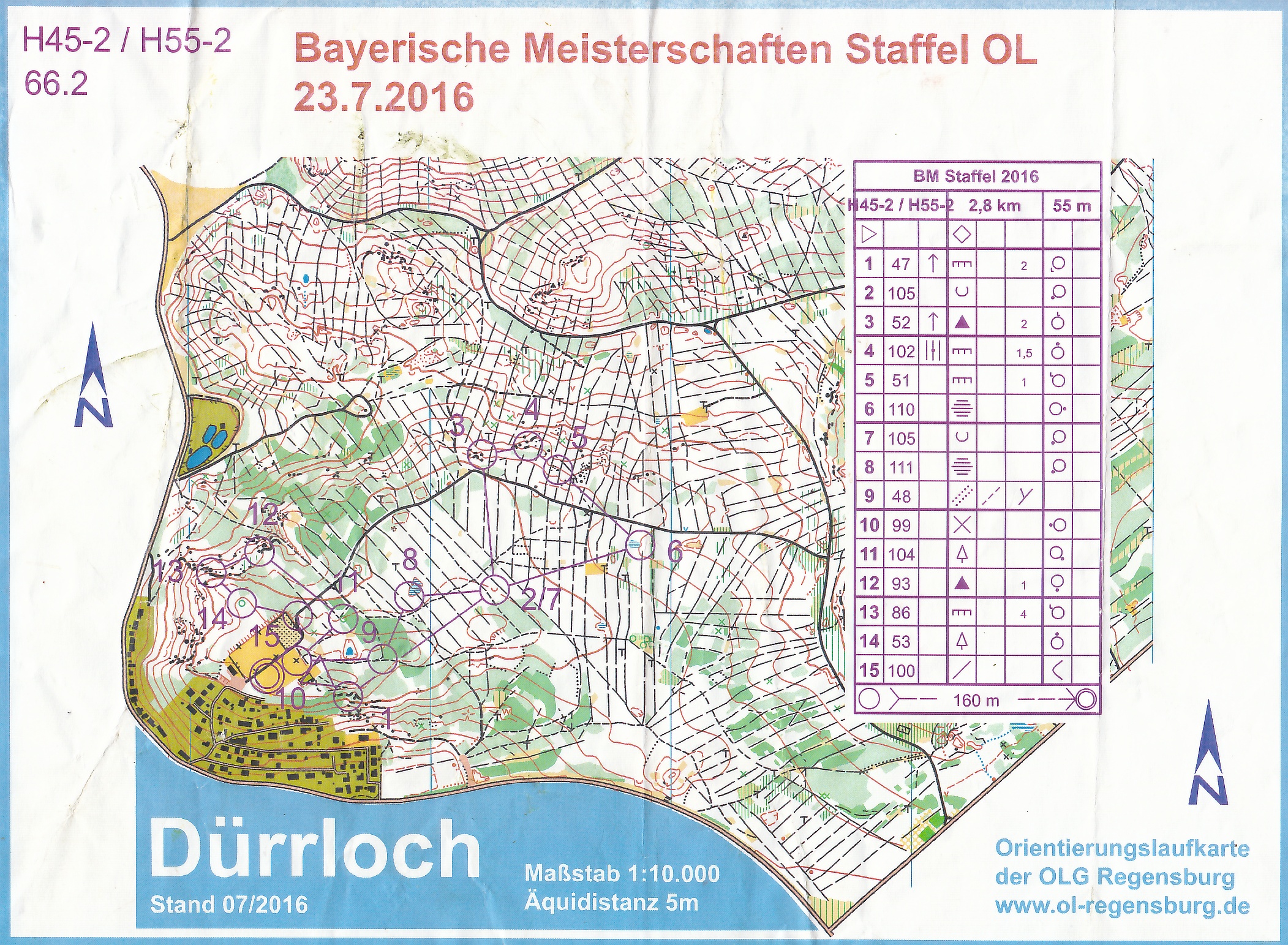 Bayer. Meisterschaften Staffel-OL 2016 Lauf 2 (23.07.2016)