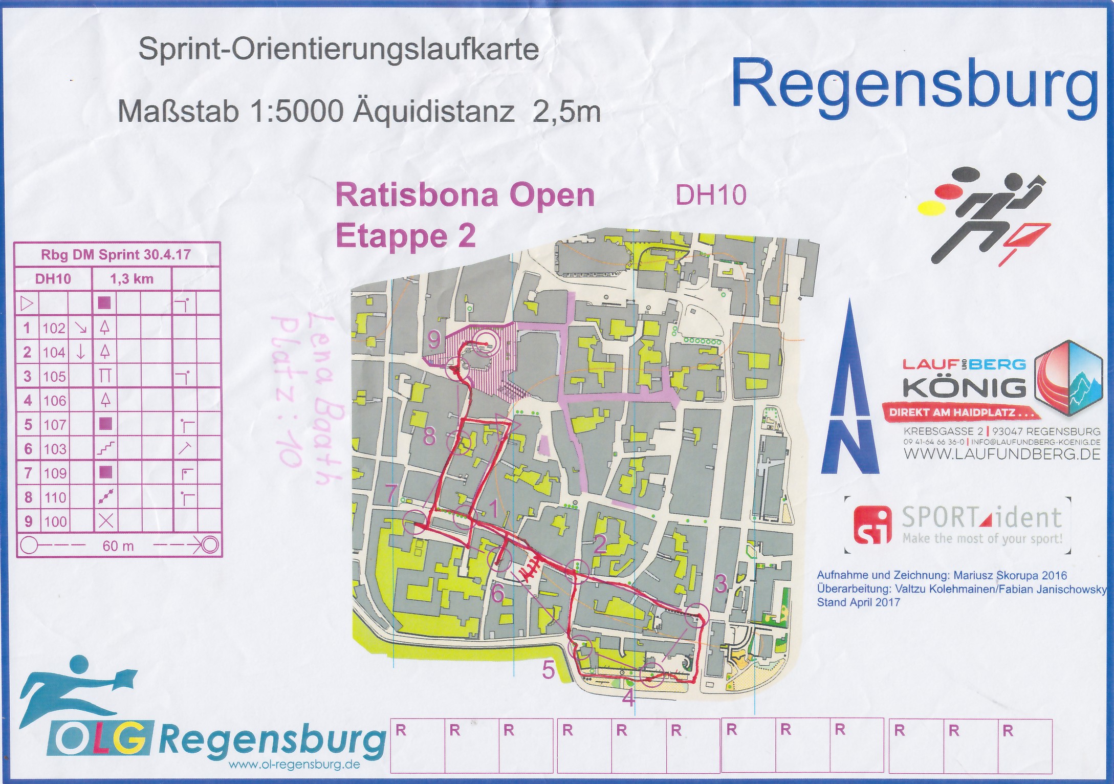 Deutsche Meisterschaften Sprint-OL 2017 Regensburg (30-04-2017)
