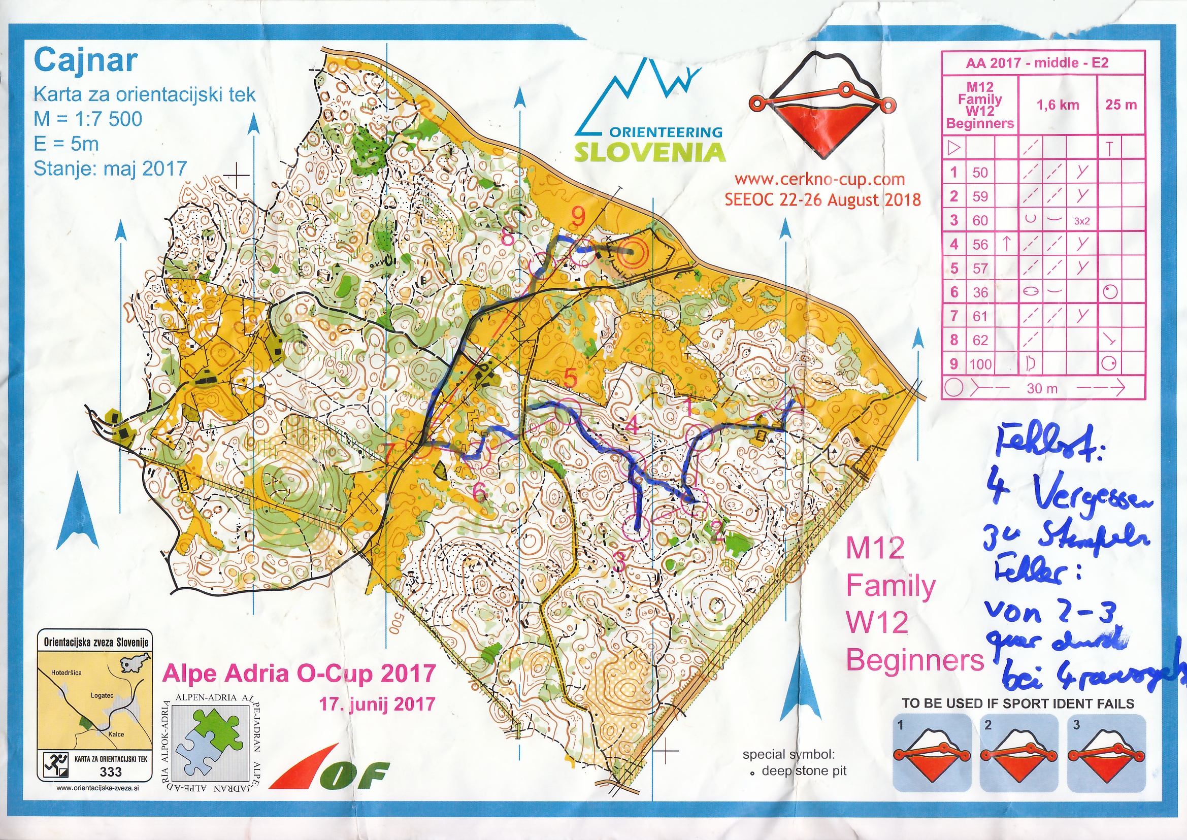 Alpe Adria Orienteering Cup - Middle (17.06.2017)