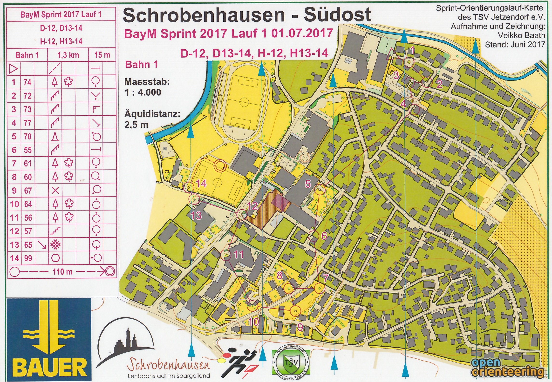 Bayerische Meisterschaften Sprint-OL Lauf 1 (01-07-2017)