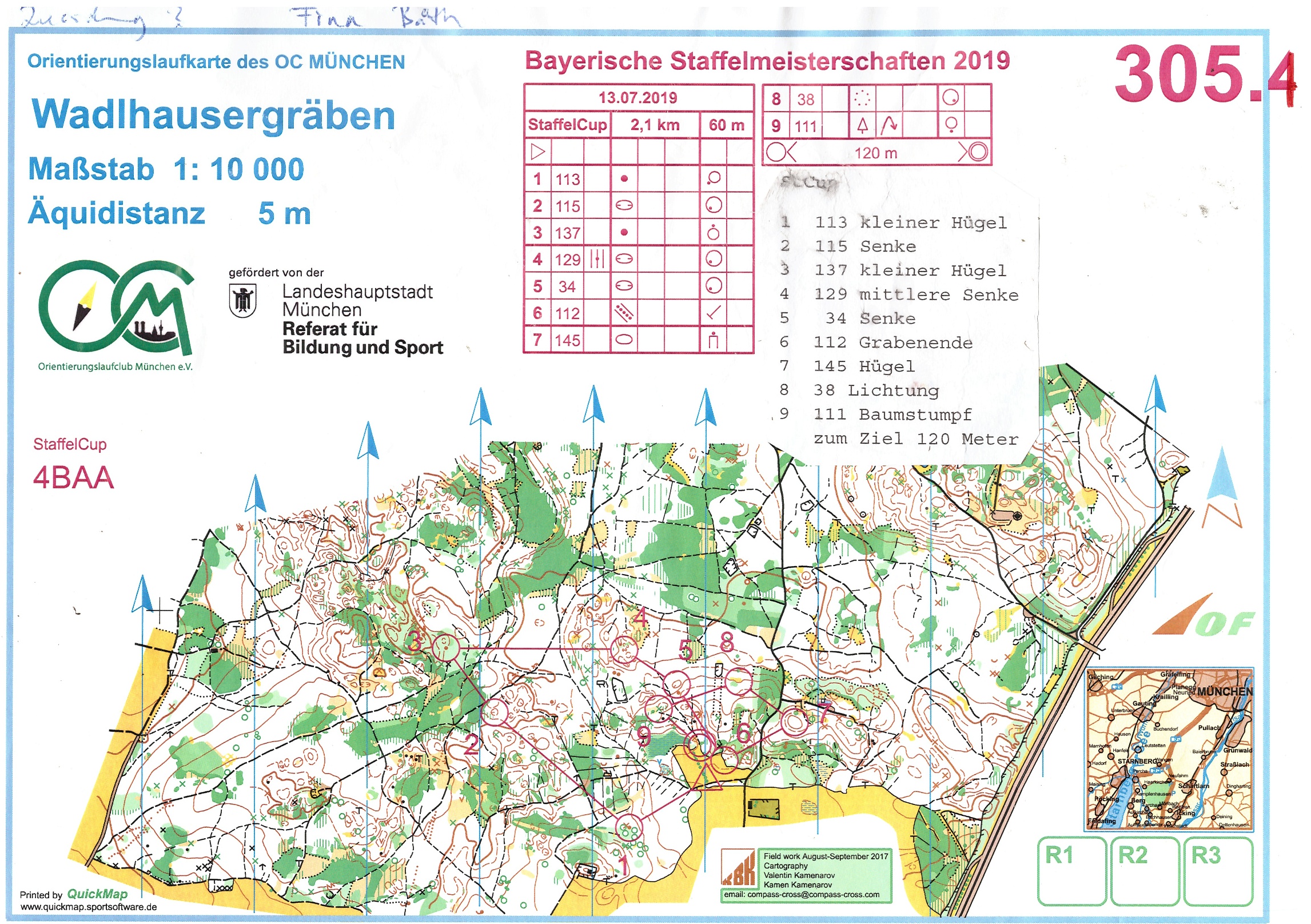 Bayerische Meisterschaften Staffel-OL Starnberg (13.07.2019)
